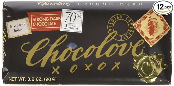 Chocolove Dark Chocolate, Strong 70%, 3.2 Ounce (Pack of 12)