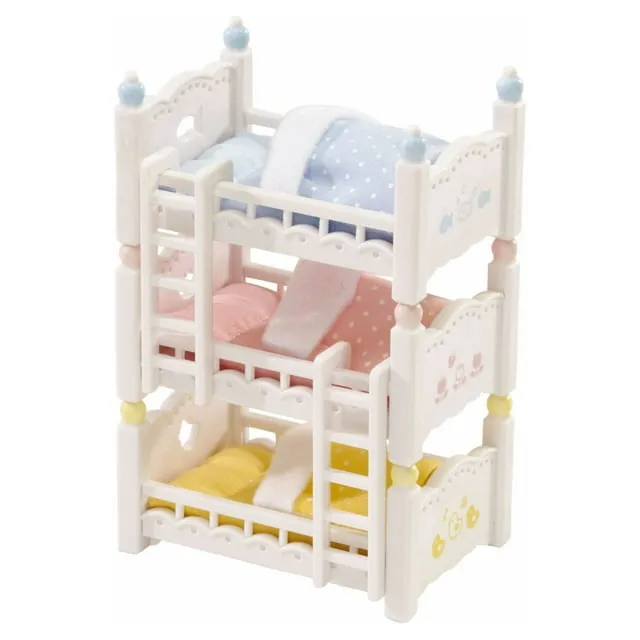 Calico Critters Triple Baby Bunk Beds  Dollhouse Furniture Set