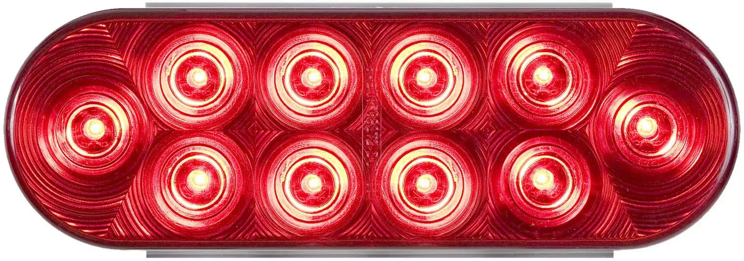 Optronics 6" Oval Grommet Mount 10 Super Diode LED Light, Red, Stop/Turn/Tail ...