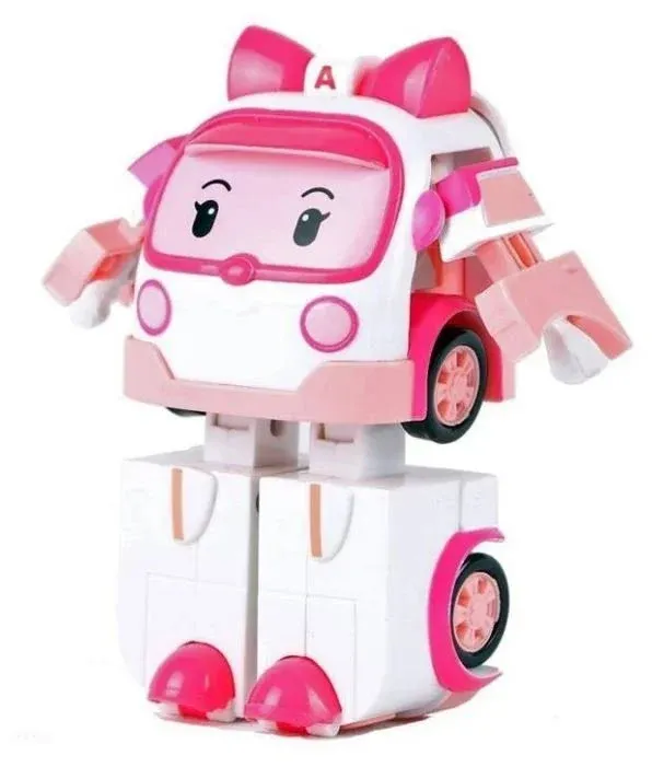 Robocar Poli AMBER Pink Transforming Robot Ambulance Car Toy set by Academy