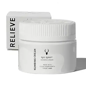 Mad Rabbit Painless Tattoo Numbing Cream Maximum Strength - Cream for Tattoos Extra Strength - For Tattoos, Permanent Makeup - Made with Vitamin E, Lecithin, Vegan (1.5 oz)