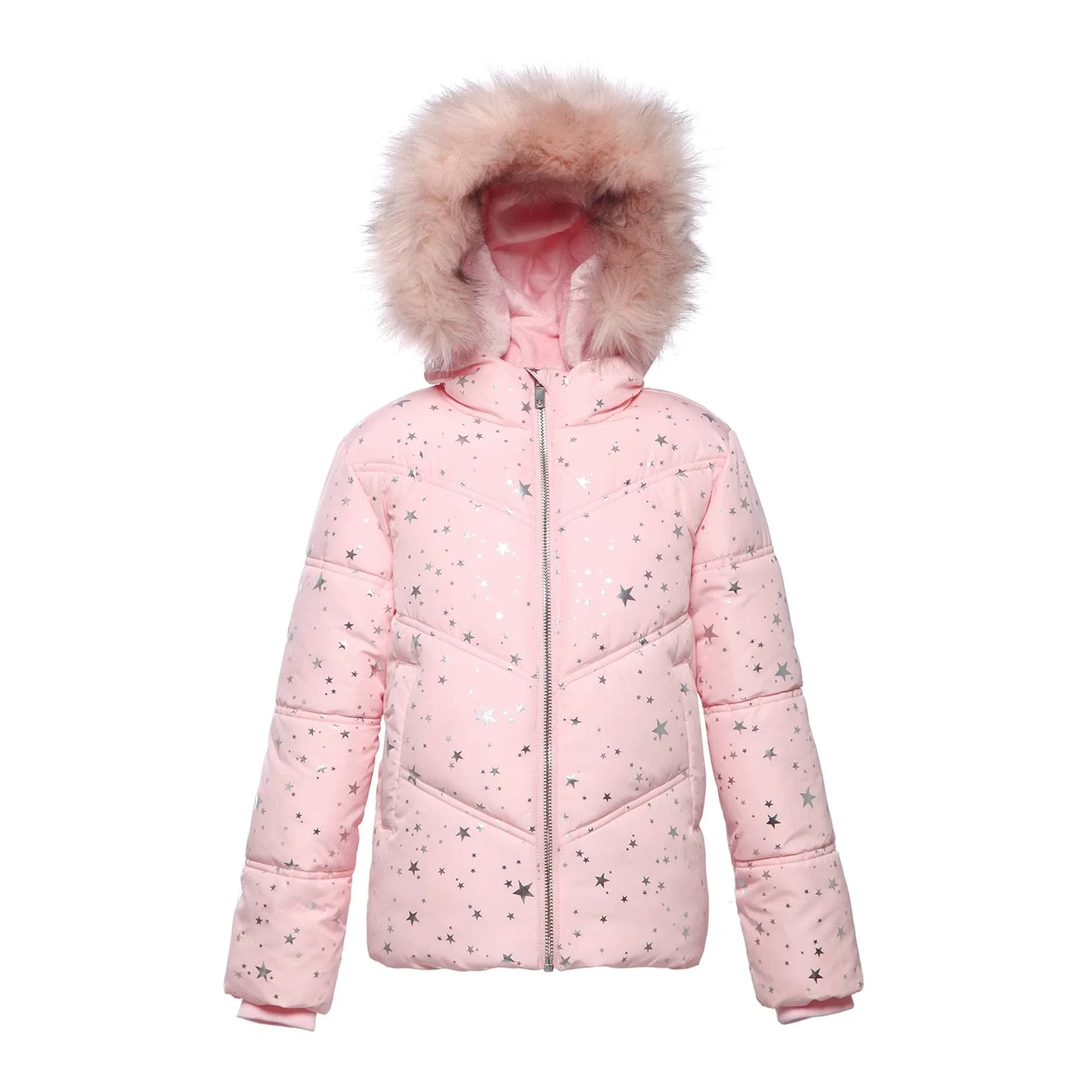 Rokka&Rolla Girls' Heavyweight Puffer Jacket Quilted Winter Coat with Hooded Faux Fur