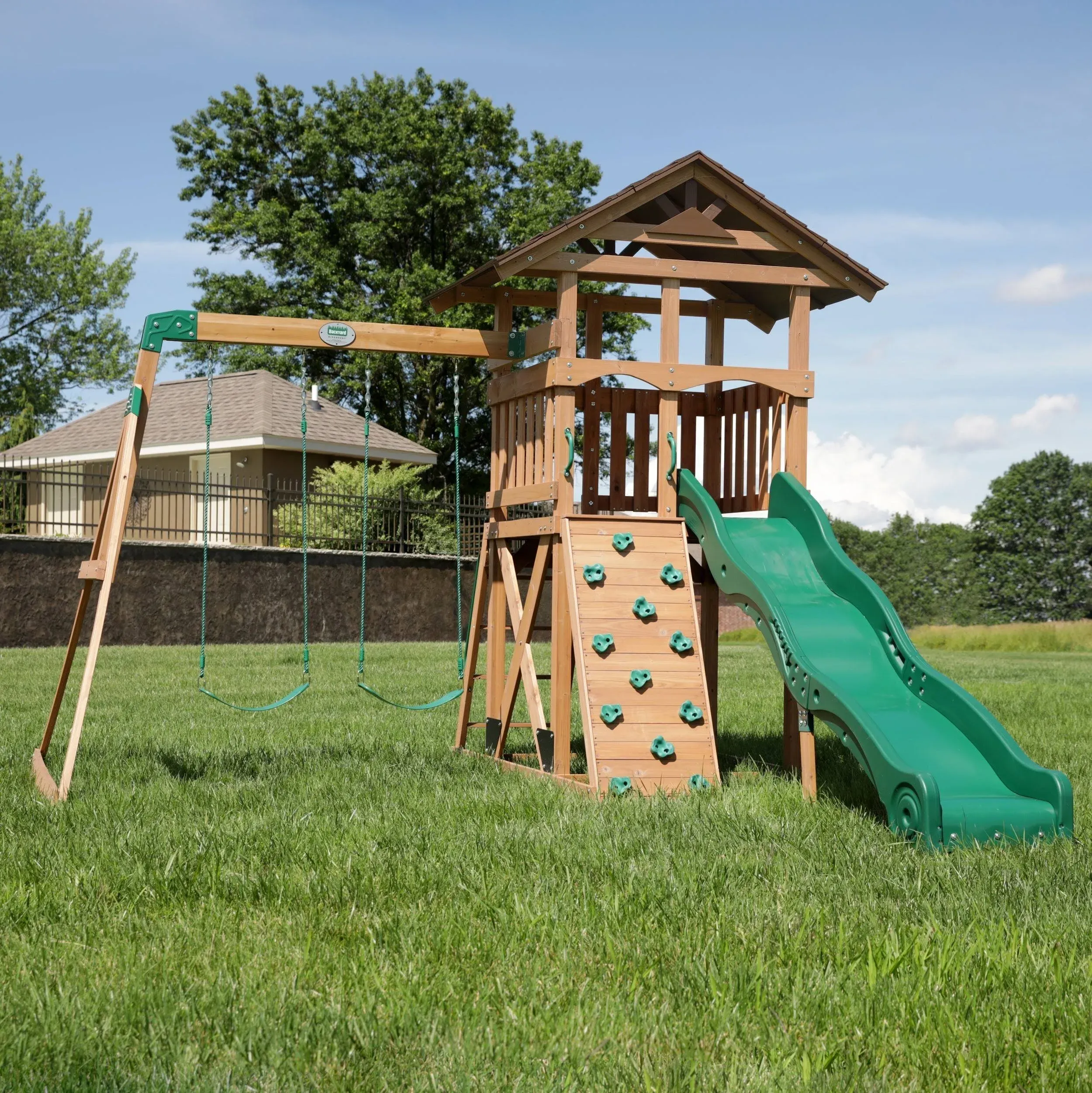 Backyard Discovery Lightning Ridge All Cedar Wooden Swing Set