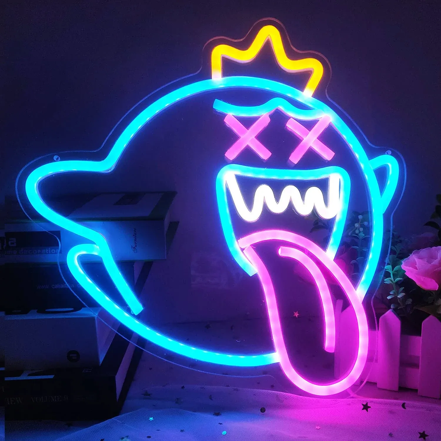 Sailor Moon Luna Neon Signs Dimmable Cartoon Magic Cat Moon Light Anime Neon Sign Art Wall Decorative Lights for Girl's Room Game Room Birthday Gifts Birthday Halloween Christmas Gift Pink Warm White