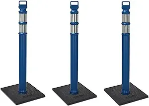 Cortina 03-747BRBC-3 EZ Grab Portable Delineator Boxed Kits, 45" EZ Grab Flared Blue Post (2) 4" HIP Collars w/10# Base 3 PACK