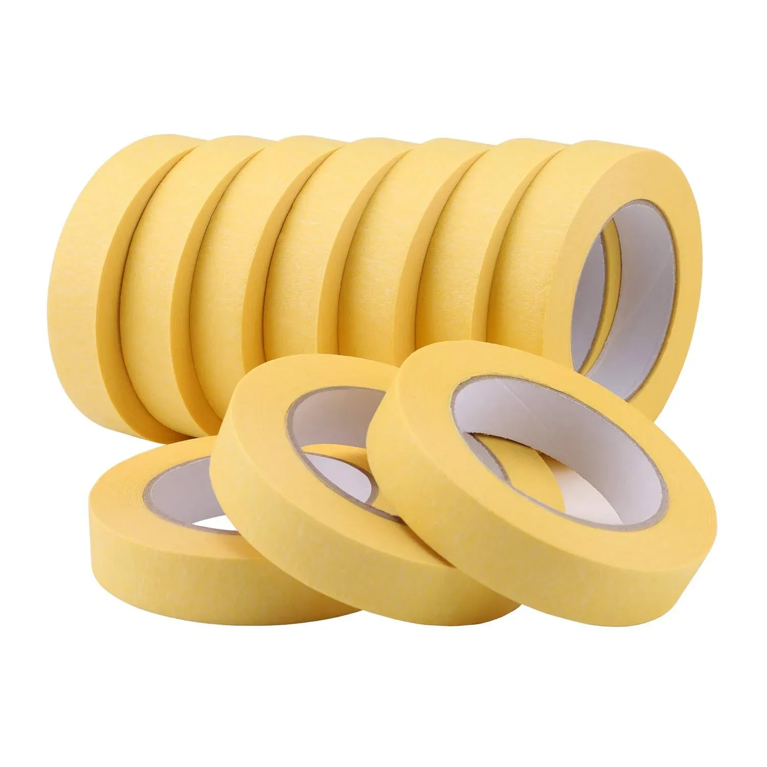 Lichamp 10-Pack Automotive Refinish Masking Tape Yellow 25mm x 50m, Cars Vehicles Auto Body Paint Tape, Automotive Painters Tape Bulk Set