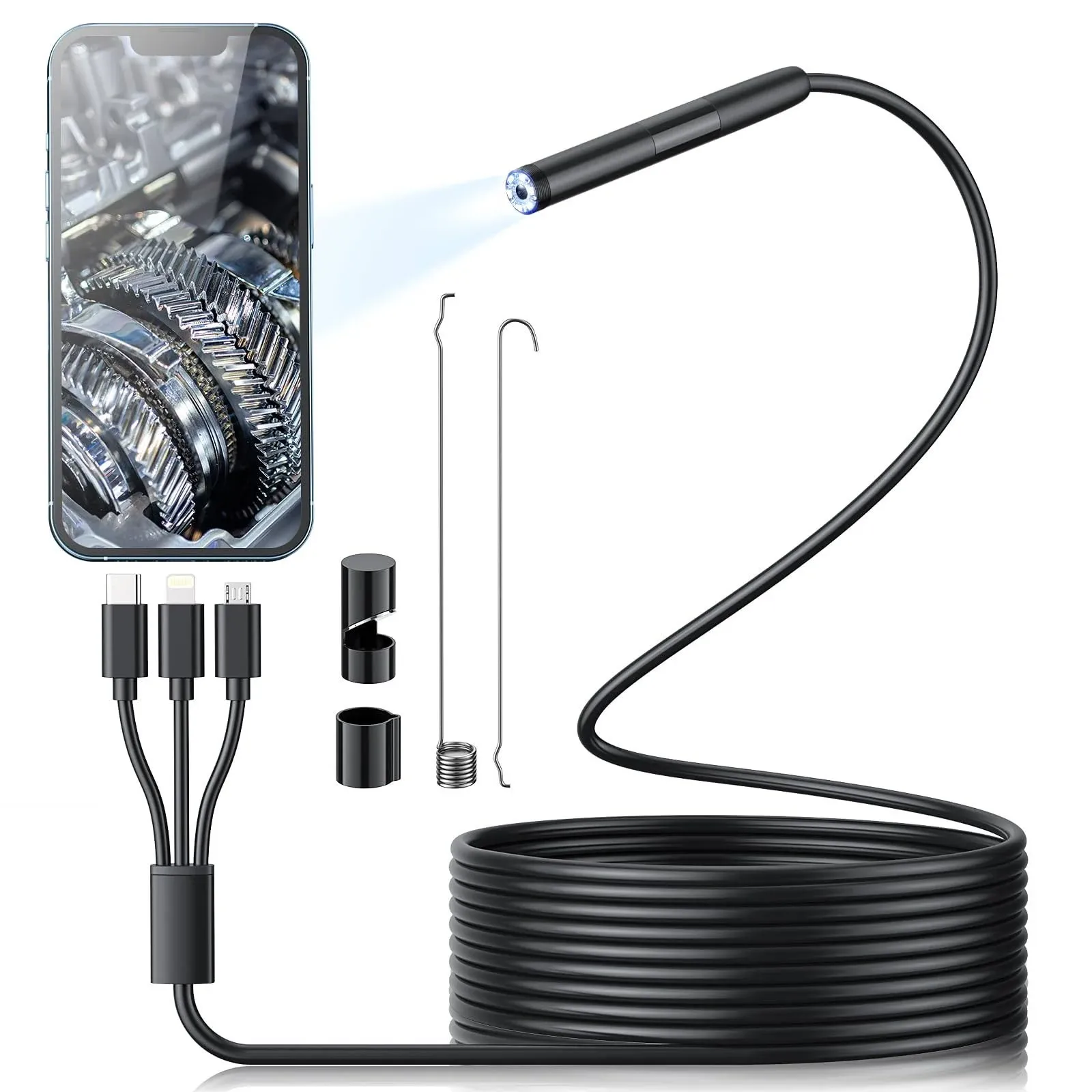 3M 6LED WiFi Borescope Endoscope Snake Inspection Camera for iPhone Android iOS