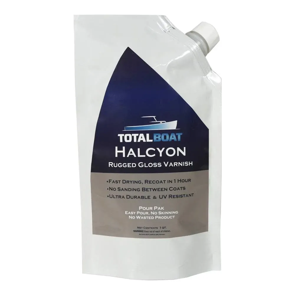 TotalBoat Halcyon Water-Based Marine Varnish Clear Amber Gloss / Quart