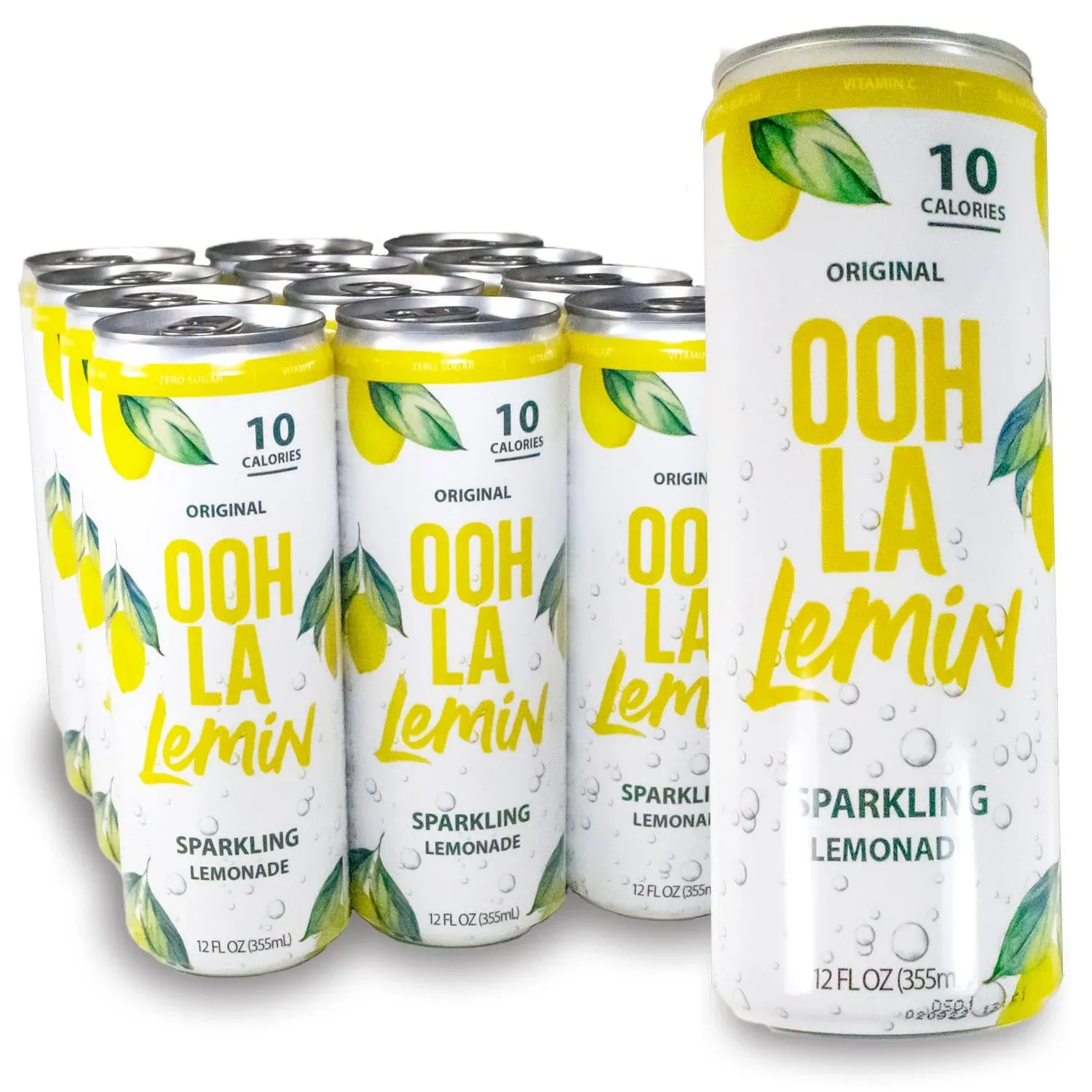 Ooh La Lemin Sparkling Original Lemonade, All Natural, 10 Calorie, Vitamin C, 12 ...