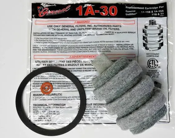 General 1A-30 Oil Filter Replacement Cartridge