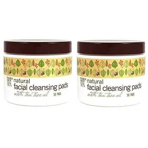 2 Pack Trader Joe's Spa Natural Facial Cleansing Pads with Tea Tree Oil