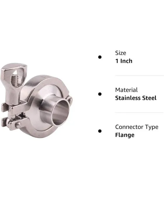 DERNORD Stainless Steel Tri-clamp (Tri-Clover Clamp) + 2 Pcs SUS304 Sanitary Pipe Weld Ferrule + FKM Gasket (1 Inch)