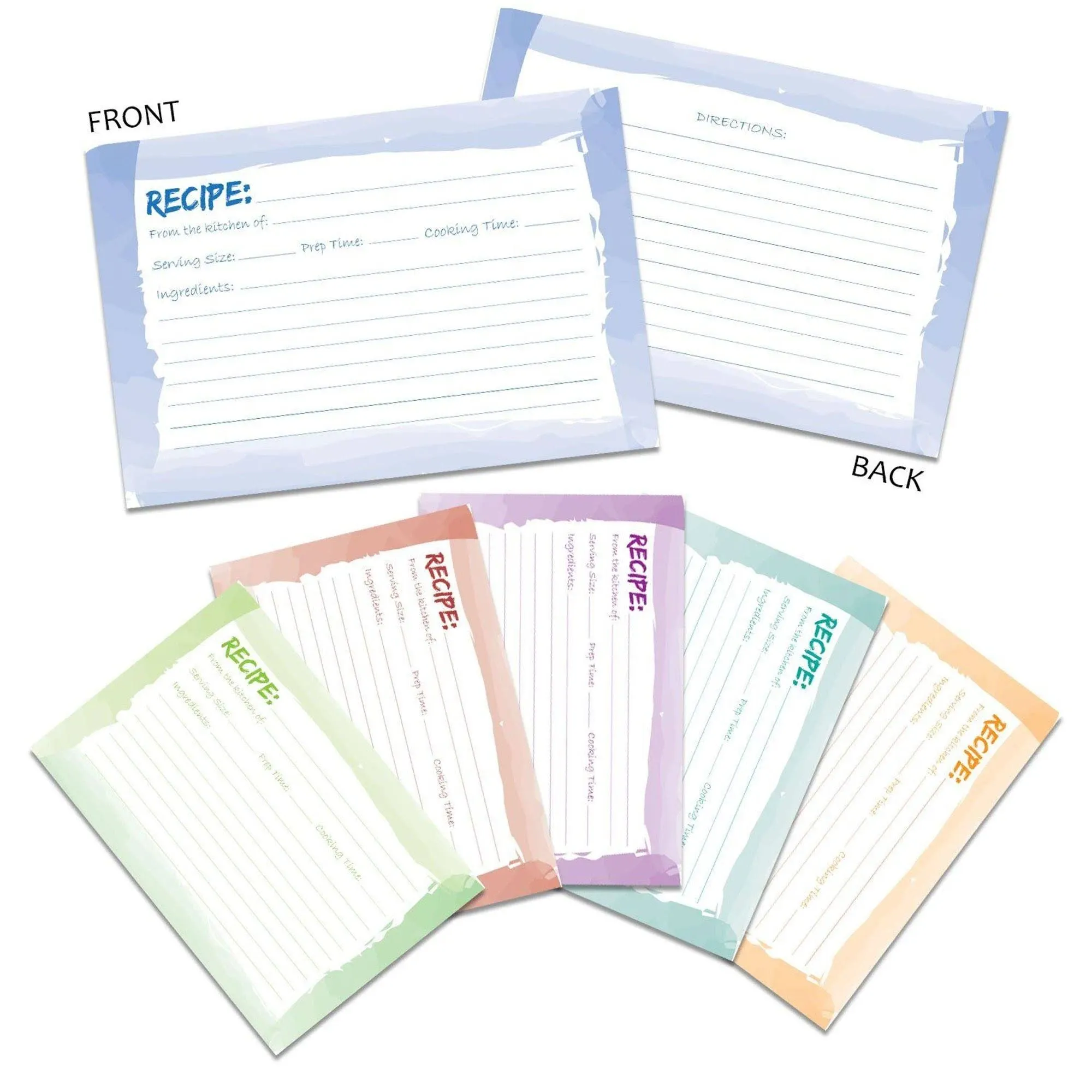 Recipe Cards - 60 Pack Blank Recipe Cards, Double-Sided, Watercolor Design ...