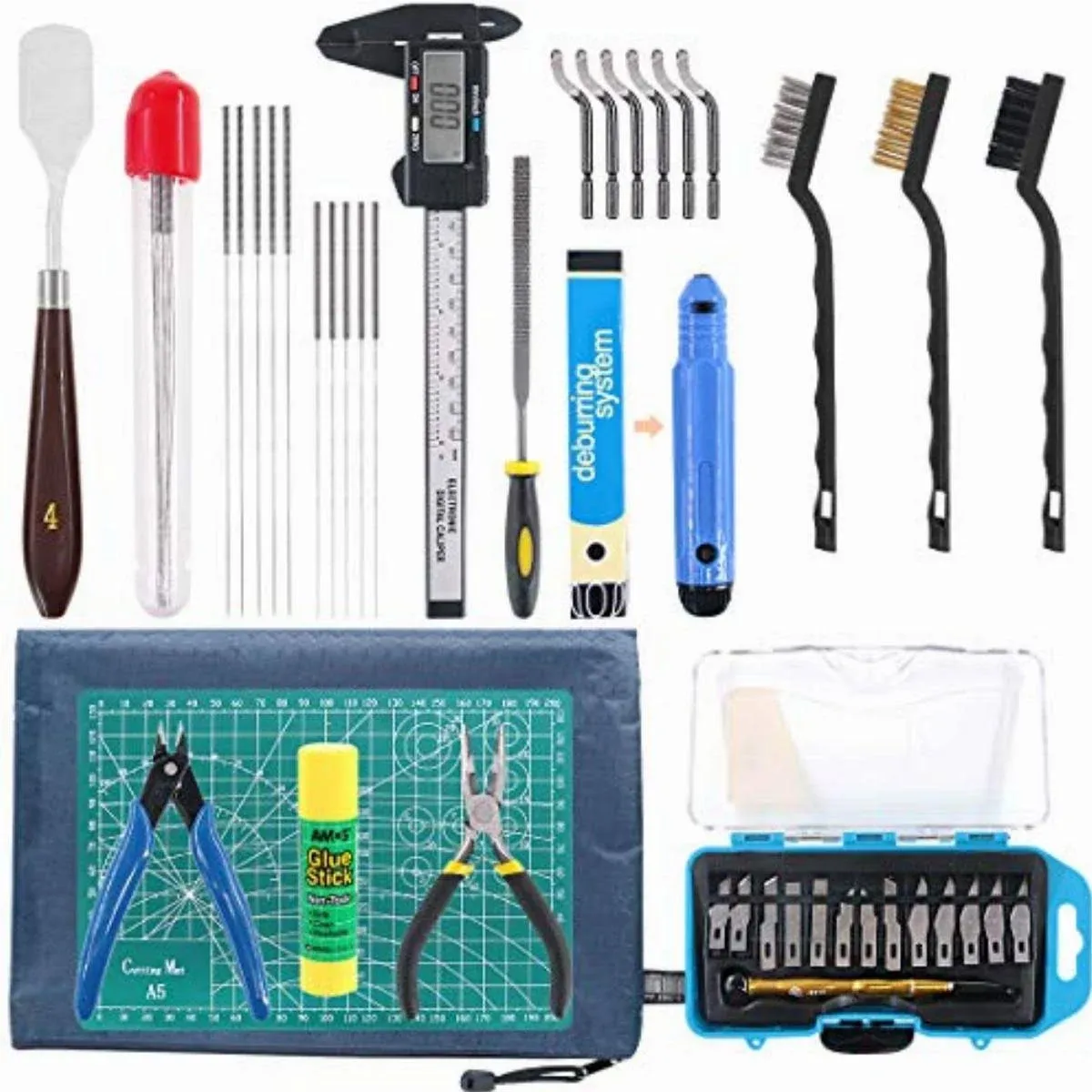 Rustark 42 Piece 3D Print Tool Kit Includes Debur Tool, Cleaning and Removal Tool ...