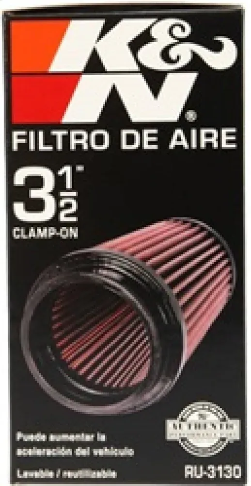 K&N Universal Clamp-On Air Intake Filter: High Performance, Premium, Washable, Replacement Filter: Flange Diameter: 3.5 In, Filter Height: 7 In, Flange Length: 0.875 In, Shape: Round Tapered, RU-3130