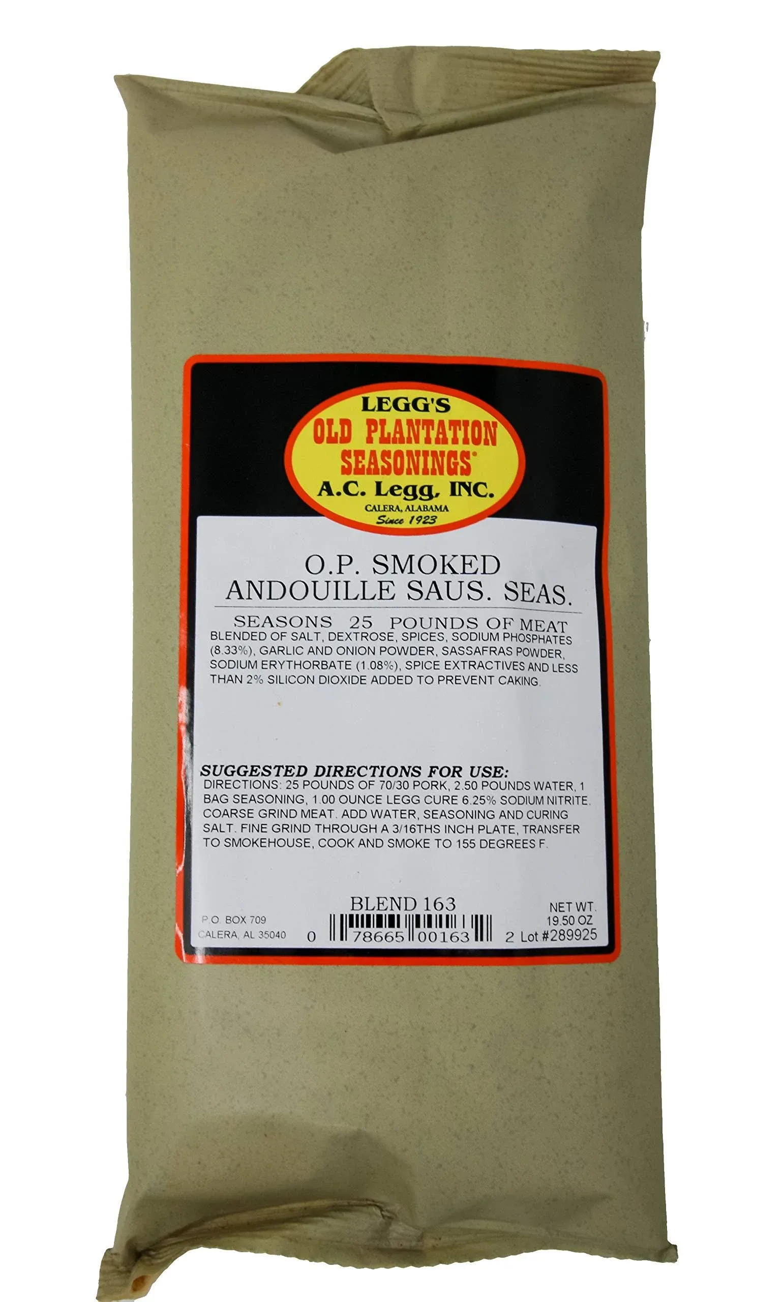 AC Legg's Old Plantation O.P.Smoked Andouille Sausage Seasoning