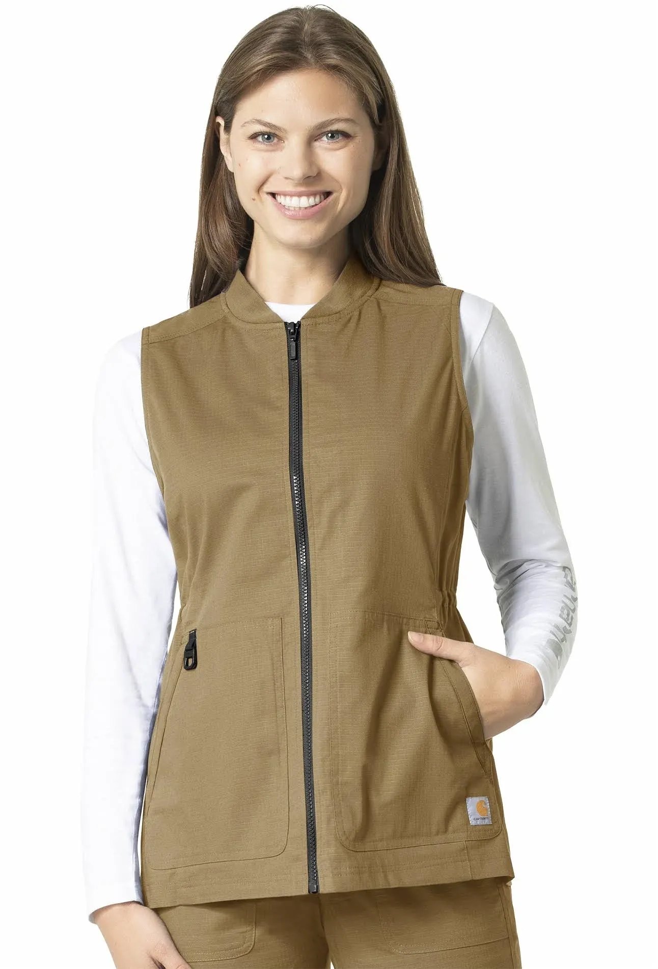 Carhartt C81118 Women's Rugged Flex Modern Fit Ripstop Zip Front Utility Vest ...