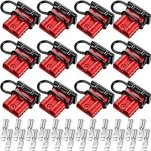 Frienda 12 Pieces Red 6-10 Gauge Battery Quick Connector 50A 12-36V Battery Quick Disconnect Wire Harness Plug Kit for Motor Recovery W