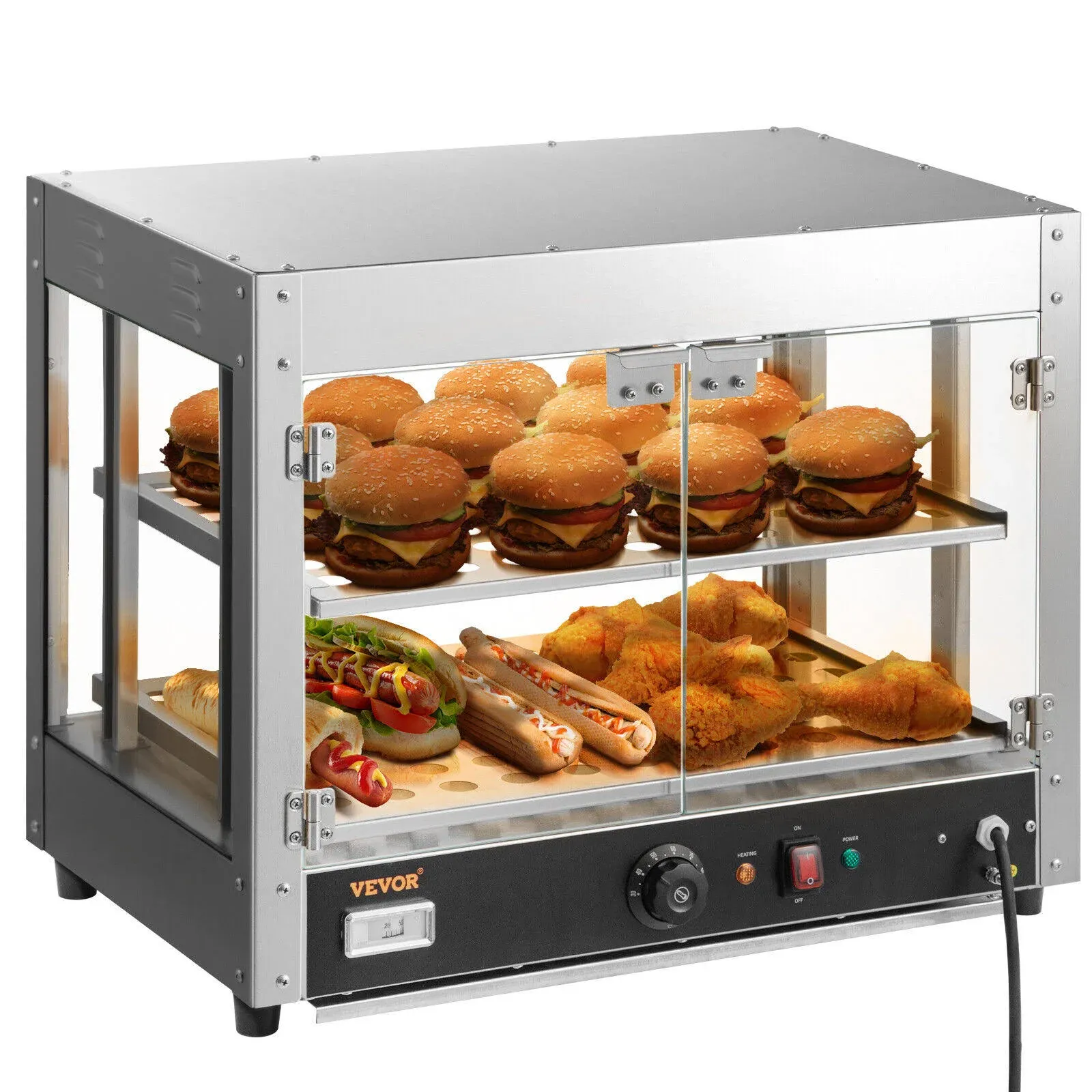 VEVOR Pizza Cabinet Display: 2-Tier Commercial Food Warmer