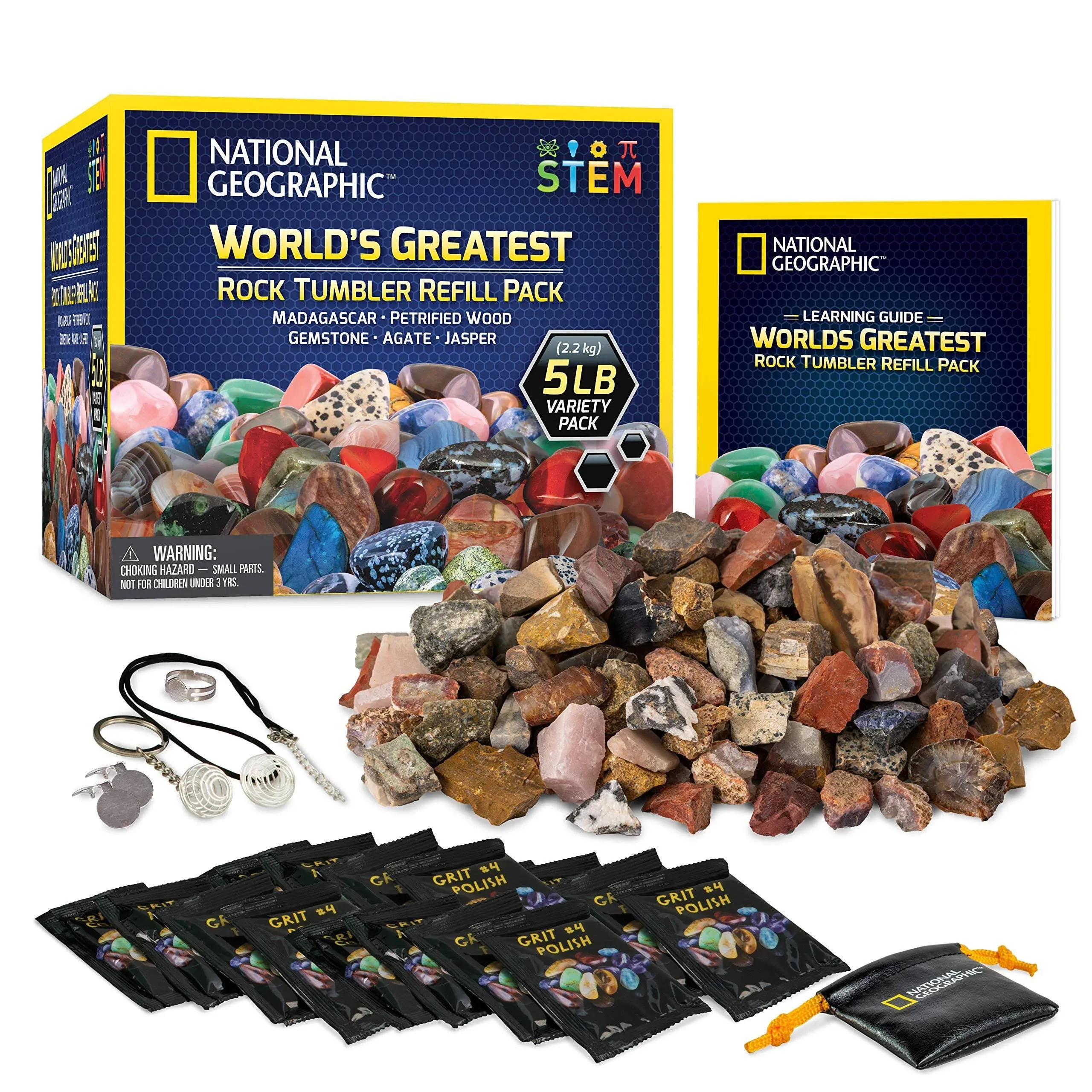 National Geographic Rock Tumbler Refill – 5 Pound Mix of Rocks and Gemstones for ...