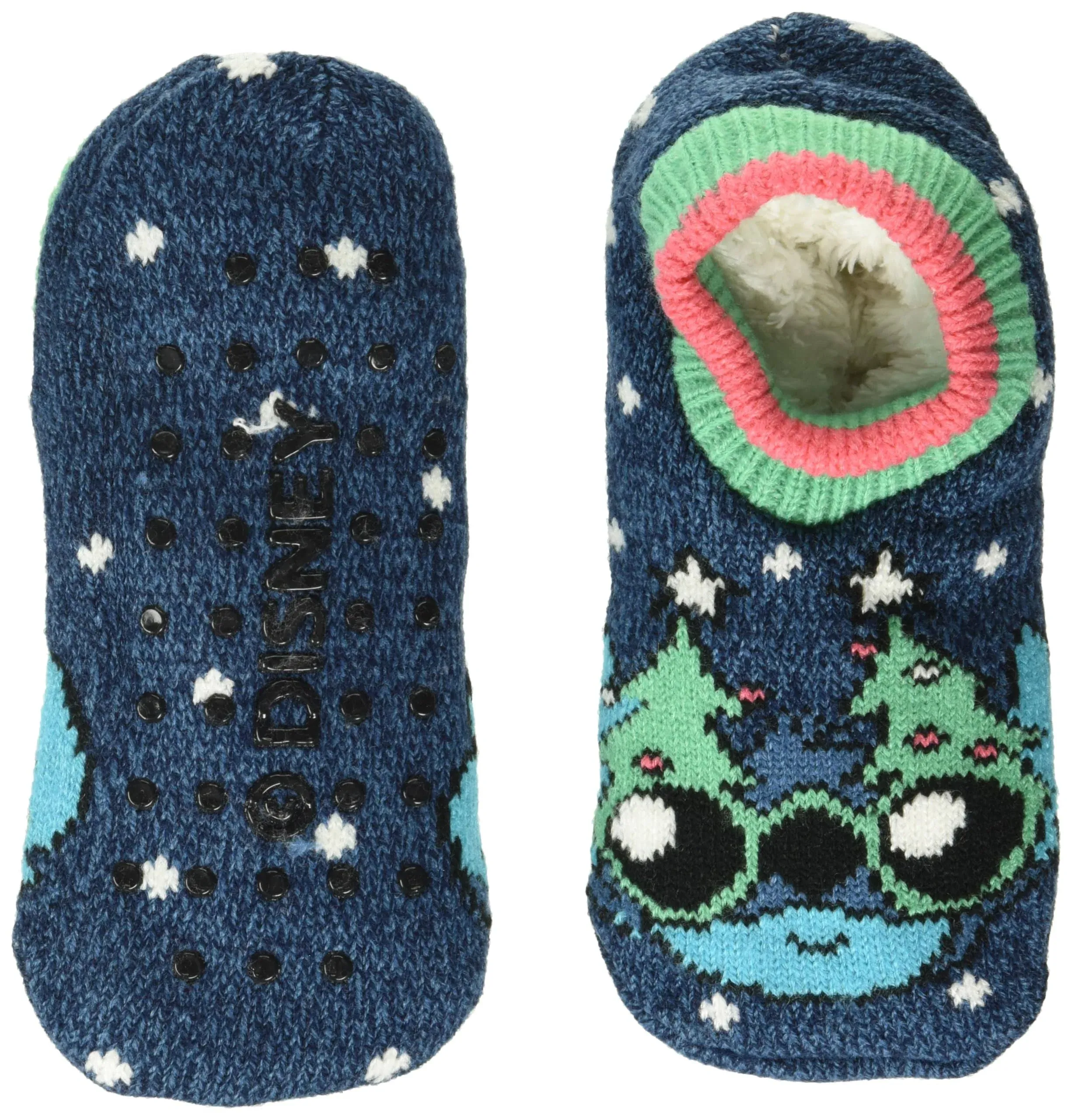 Disney Women's Lilo & Stitch Holiday Single Cuffer Slipper Socks, Blue Assorted, 9-11