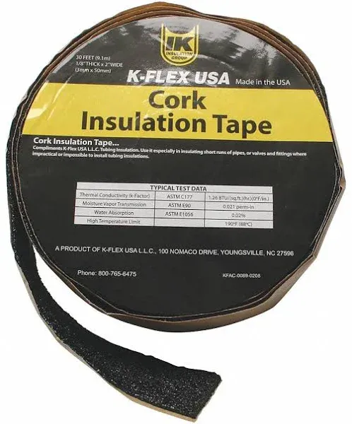 K-Flex Usa 800-Tape-Crk Pipe Insulation Tape, 30 Ft Overall Lg, 2 In Overall