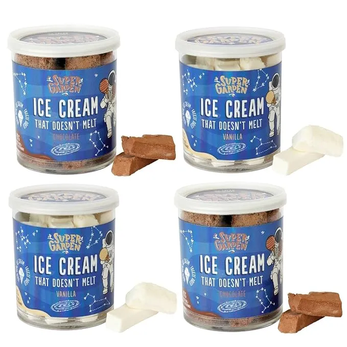 Super Garden Freeze Dried Ice Cream Vanilla Flavor - Flavorful Freeze Dried Astronaut Ice Cream, Freeze Dried Candy - Tasty Camping Freeze Dried Food Snacks Treats (1.41oz)