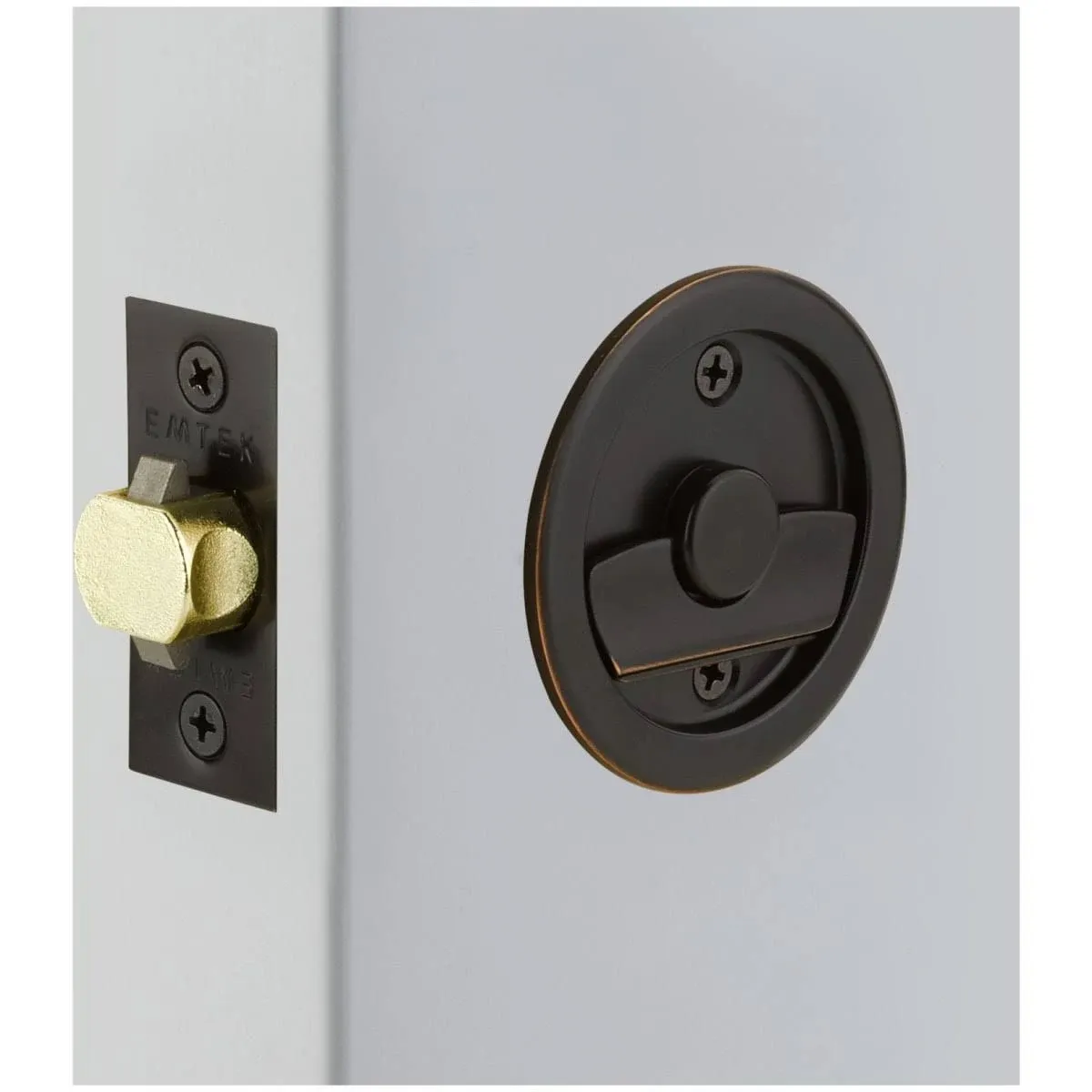 Emtek Round Tubular Privacy Pocket Door Lock