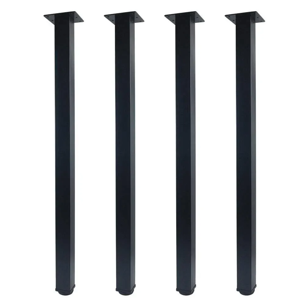 QLLY 30 inch Adjustable Metal Furniture Legs, Square Office Table Furniture Leg, Set of 4 (Black)