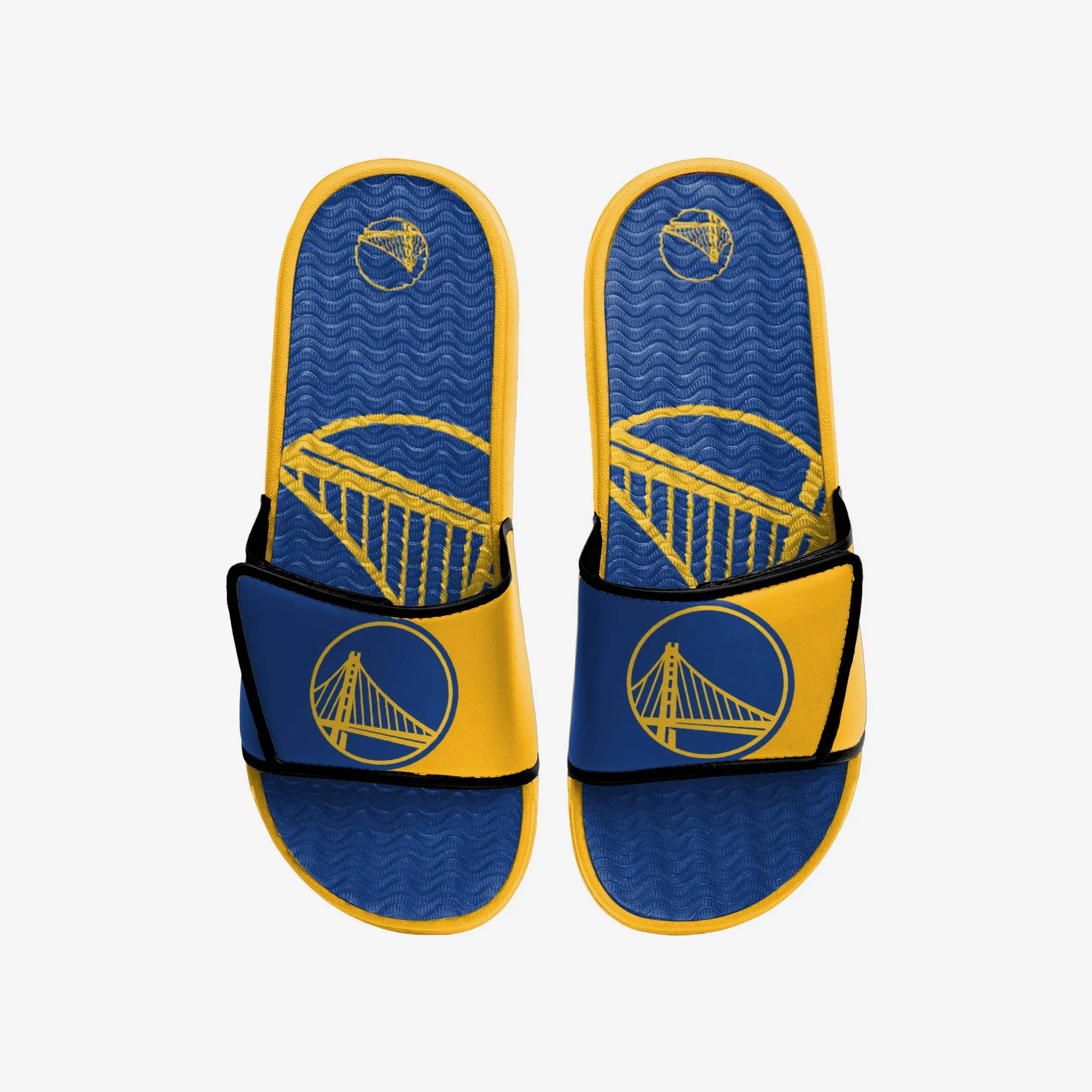 Golden State Warriors NBA Mens Colorblock Big Logo Gel Slides - L