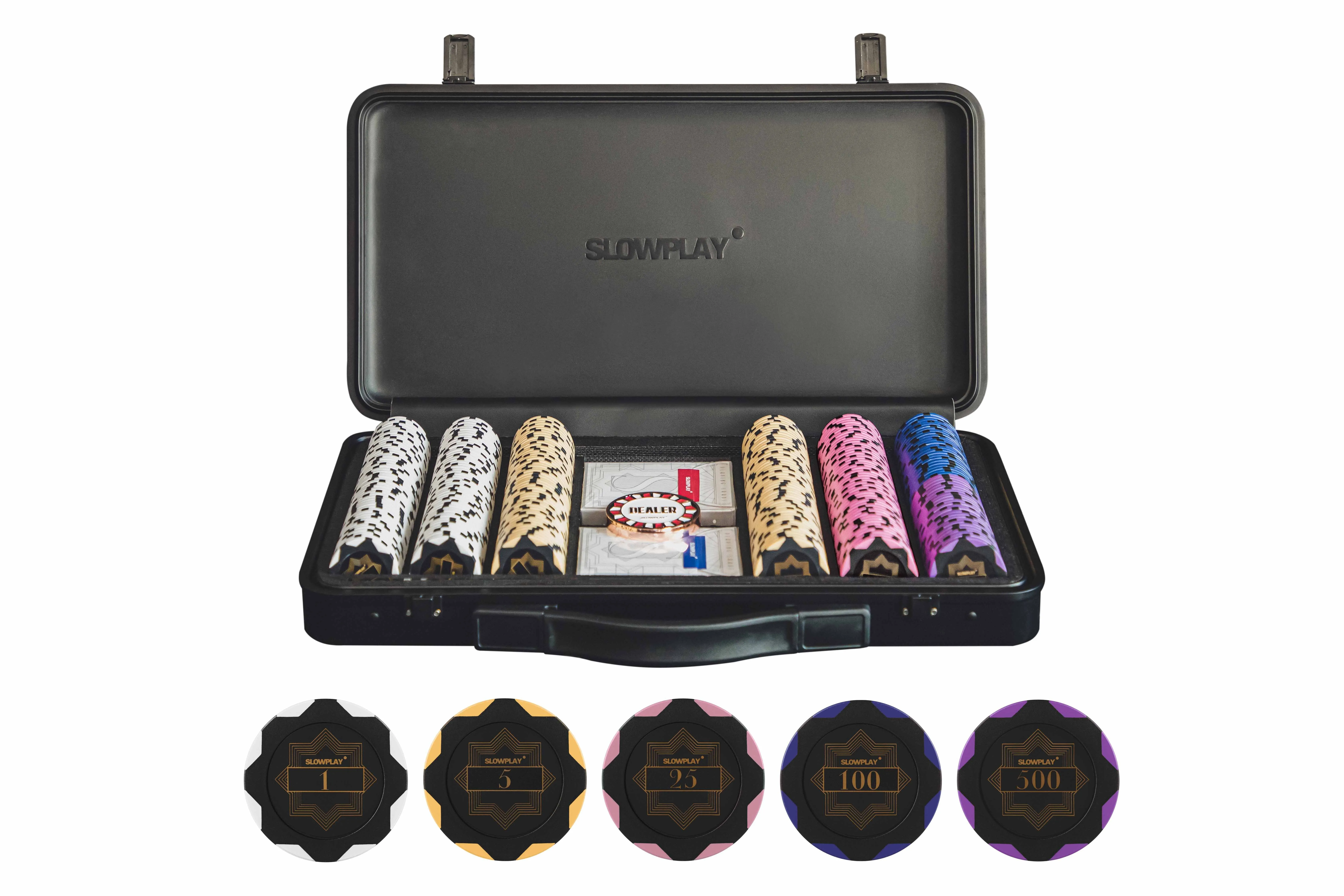 SLOWPLAY Nash 14 Gram Clay Poker Chips Set for Texas Holdem 300 Pcs with Numbered ...