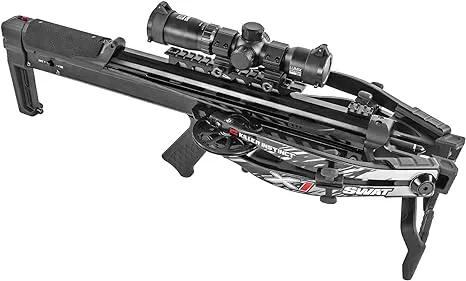 Killer Instinct SWAT X1 Pro Package. The SWAT X1 Using The Speedring Scope is The Most Formidable Crossbow for Sale on The Market Today! Includes Quiver, Bolts, Scope, Foregrip, and Field Points