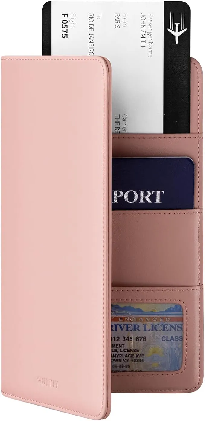 VULKIT Passport Holder Wallet RFID Blocking Travel Wallet for Men &amp; Women Pink