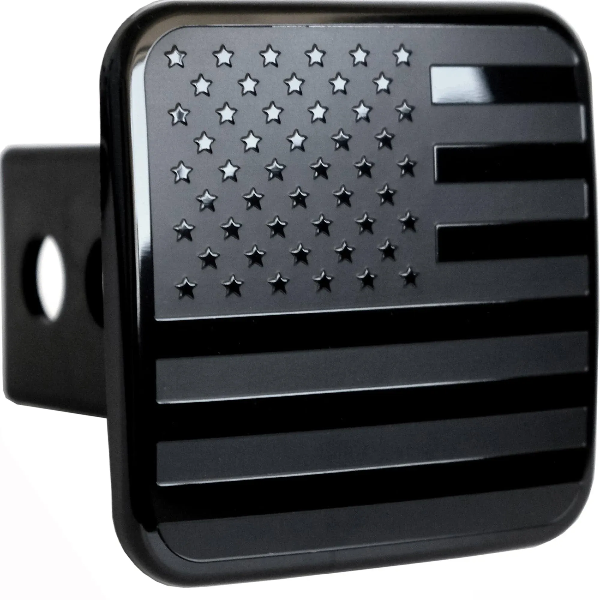 Everhitch 2 inch Trailer Hitch Cover Plug with Metal American Black Flag Fit for Any 2" Hitch Receivers