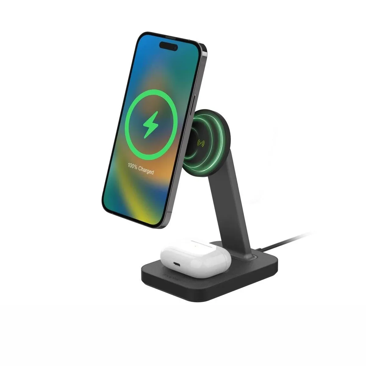 ZAGG mophie Snap+ charging stand & Pad with UK/Ireland Adapter, Qi-Enabled devices, Fast Charging, Up to 15W, 2 devices, Black