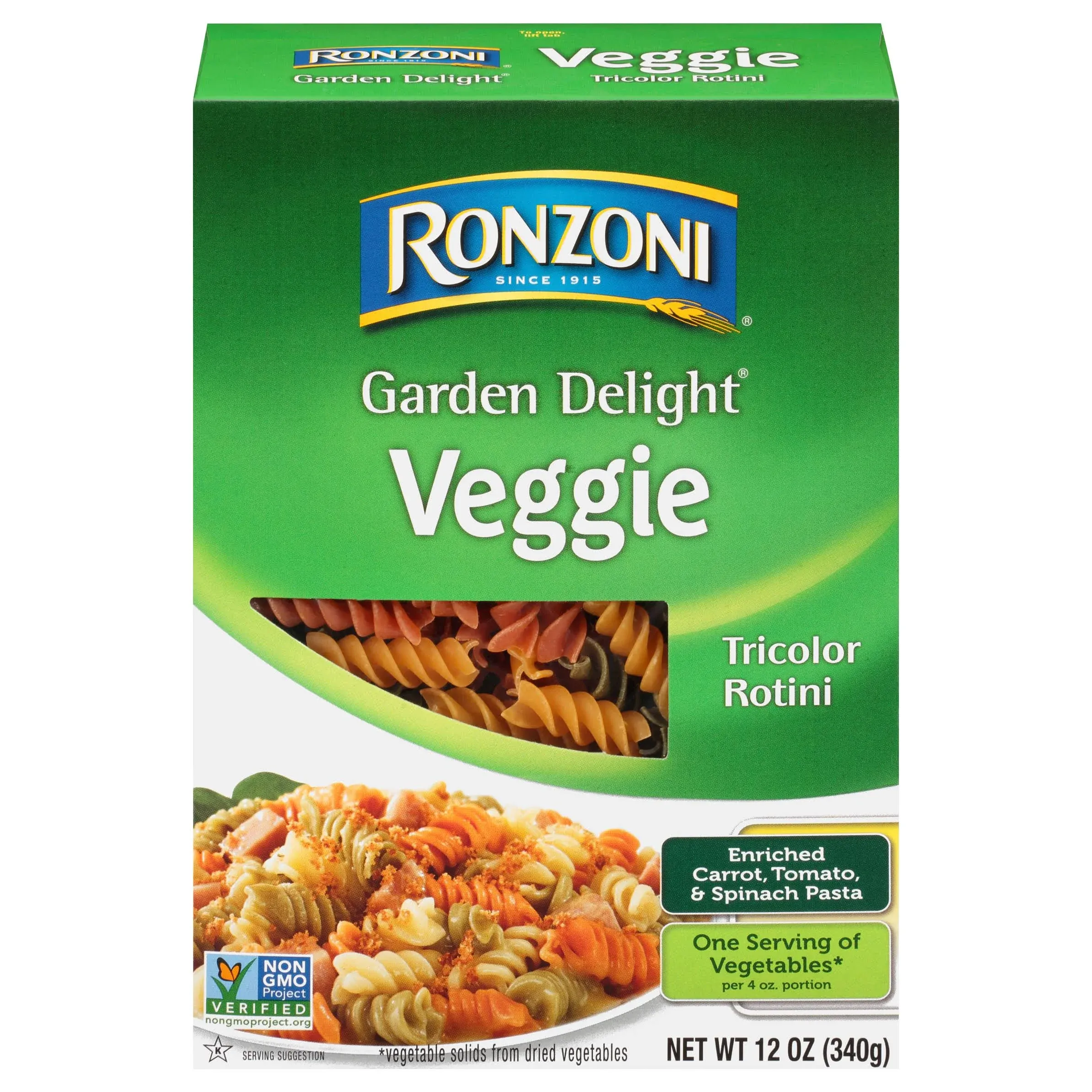 Ronzoni Garden Delight Rotini, Tricolor - 12 oz