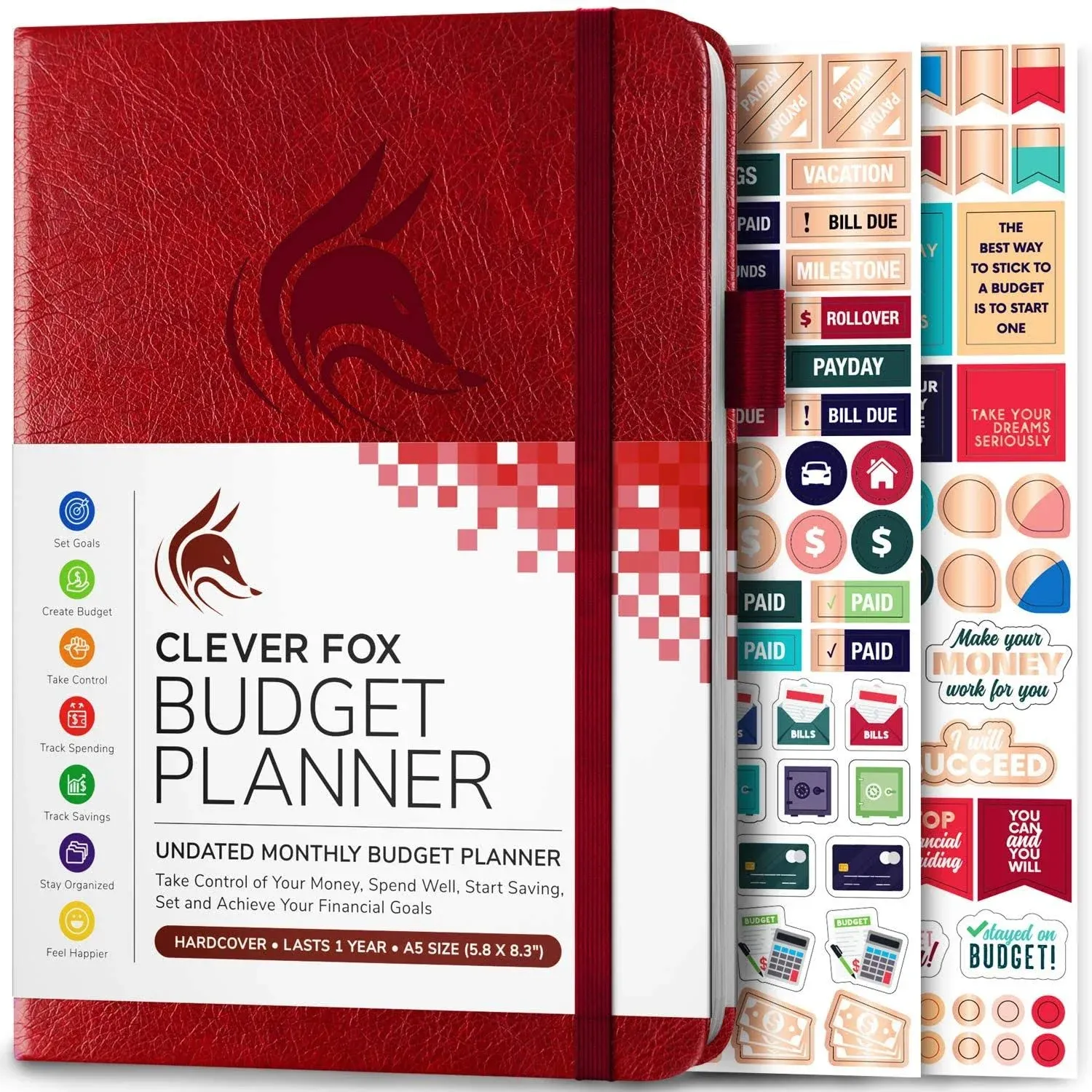 Clever Fox Budget Planner - Expense Tracker Notebook. Monthly Budgeting Organizer, Finance Logbook & Accounts Book, Bill Tracker, A5 (Wine Red)