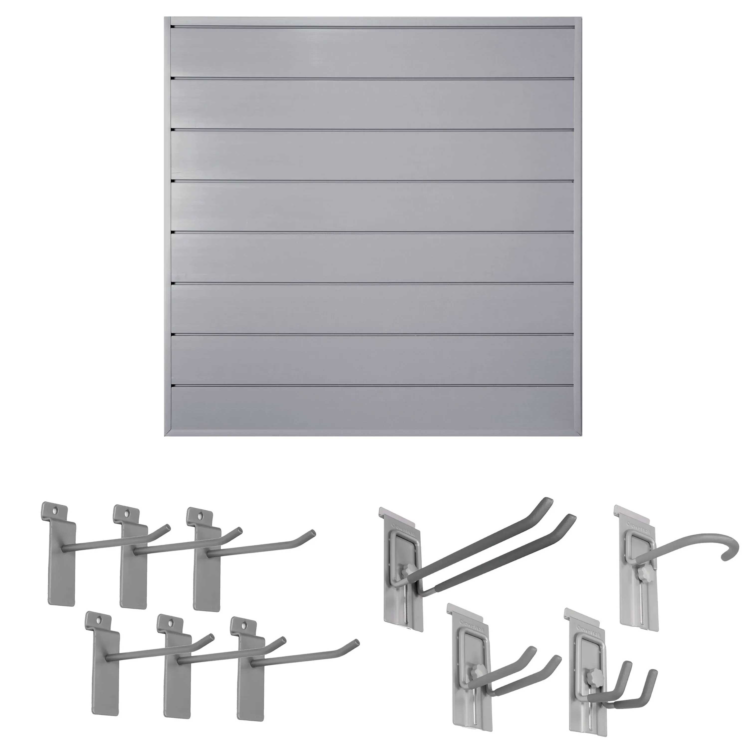 CrownWall BD644GRA10-K 6 in. x 4 ft. x 4 ft. PVC Slatwall Starter Bundle with ...