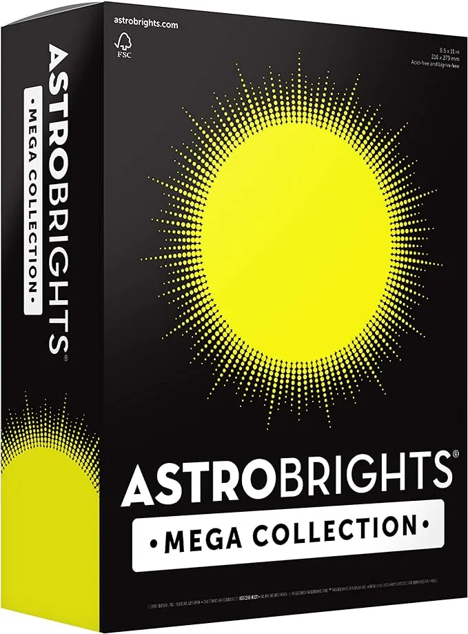 Astrobrights Mega Collection, Colored Paper, Neon Green, 625 Sheets, 24 lb/89 GSM, 8.5" x 11" - More Sheets! (91672)