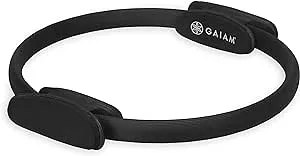 Gaiam Pilates Ring 15" Fitness Circle - Lightweight & Durable Foam Padded Handles | Flexible Resistance Exercise Equipment for Toning Arms, Thighs/Legs & Core, Black