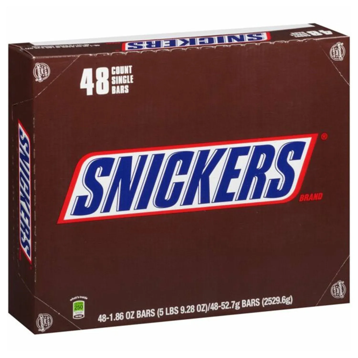 Snickers Full Size Bulk Chocolate Candy Bars - 1.86 oz Bar - 48 ct Box