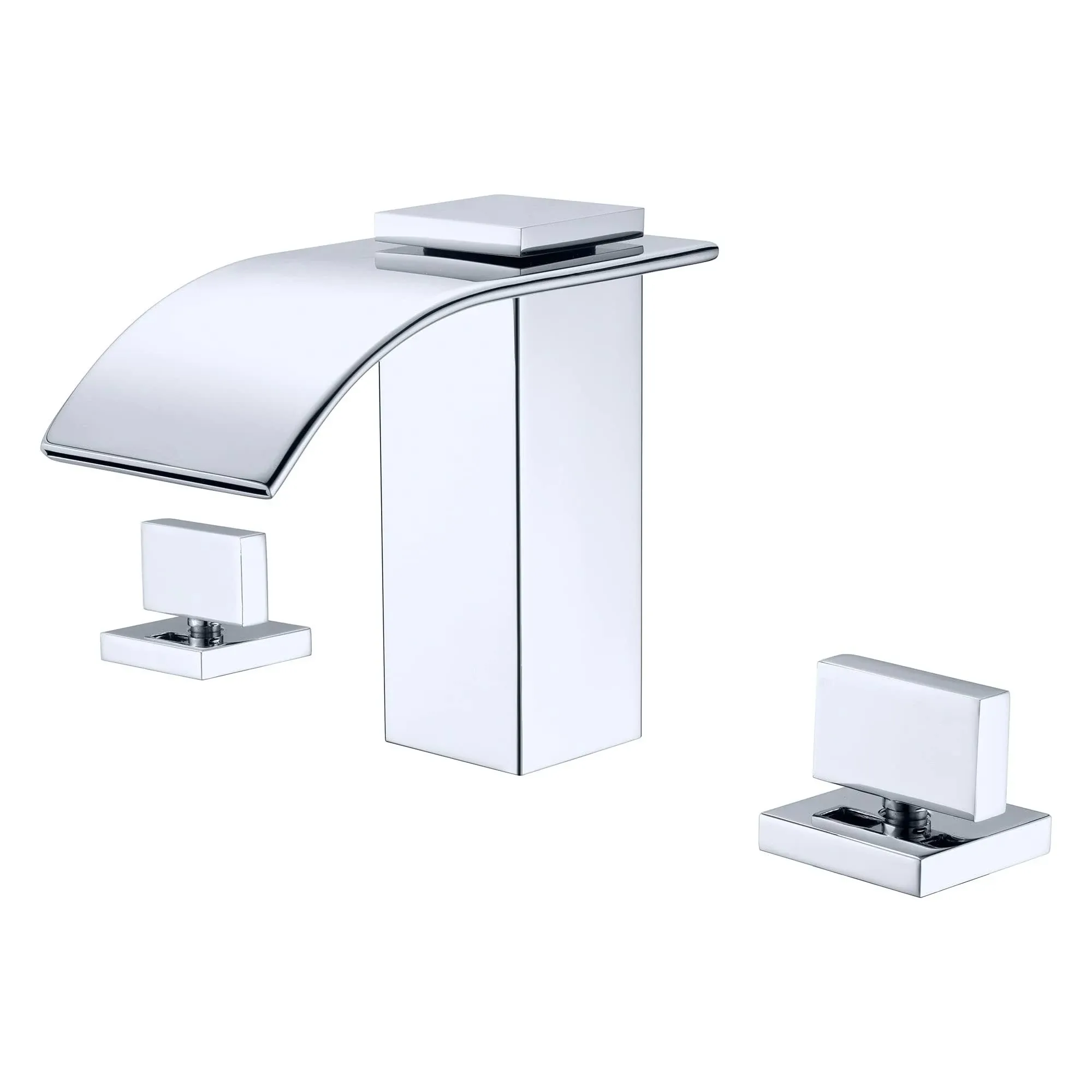 Waterfall Widespread Bathroom Faucet Brushed Nickel, 3 Hole 8 inch Vanity Faucet ...