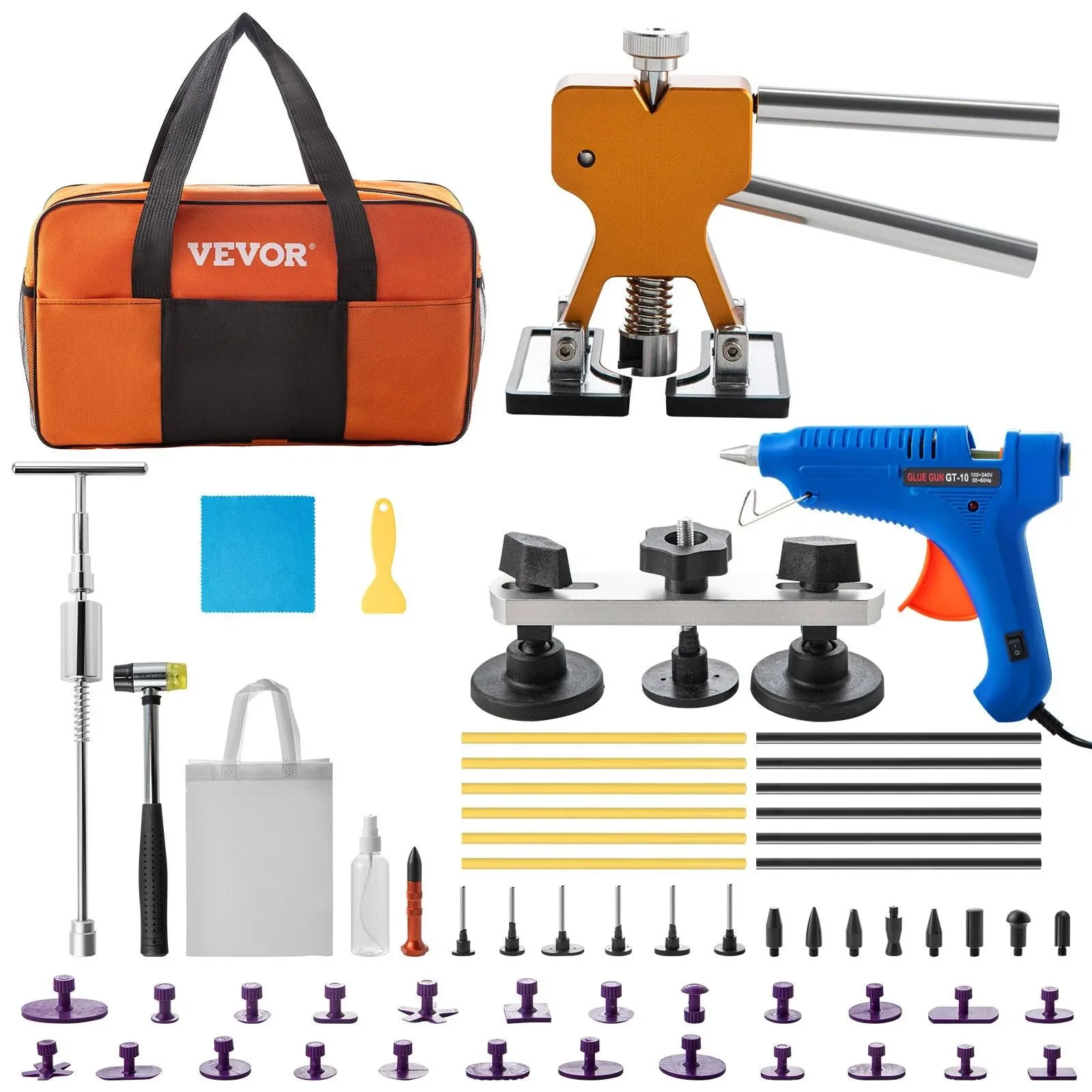 VEVOR Dent Puller Kit, 60 Pcs Paintless Dent Repair Tools, Puller and Lifter Dent ...