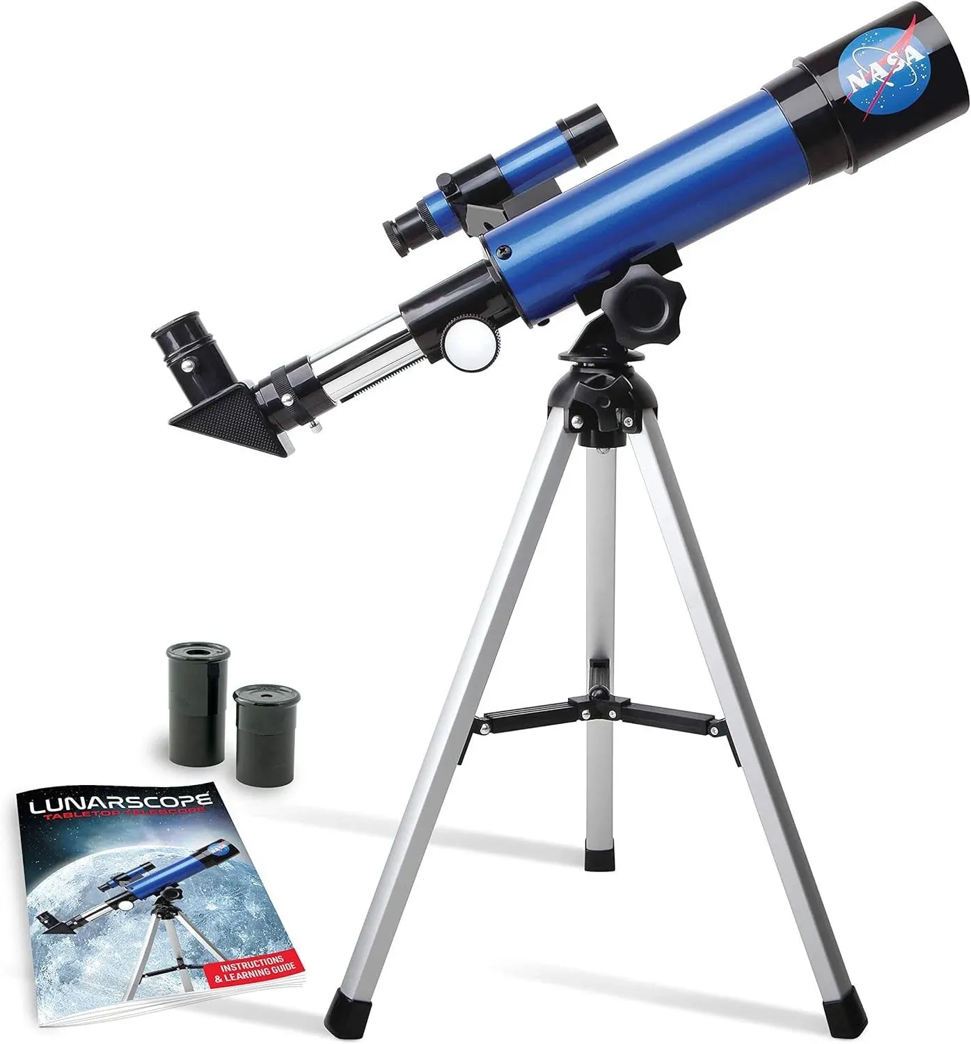 Nasa Lunar Telescope for Kids – Capable of 90X Magnification Includes Two Eyepieces Tabletop Tripod Finder Scope and Full-Color Learning Guide