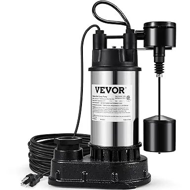 VEVOR 1.5 HP Submersible Cast Iron & Steel Sump Pump for 6000 GPH Submersible Water Pump