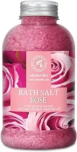 AROMATIKA Rose Natural Bath Salts Natural Rosewood Oil & Rose Extract Best Luxury Detox for Relaxing  Good Sleep  Beauty  Body Care  Wellness Aromatherapy  Spa  De-Stress  and Bath Salts 21.16 Ounces