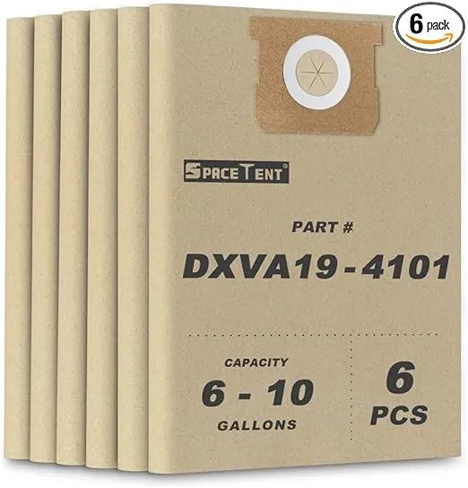 SpaceTent High Efficiency Replacement Filter Bags for DEWALT 6 to 10 Gallon Wet/Dry Vacs