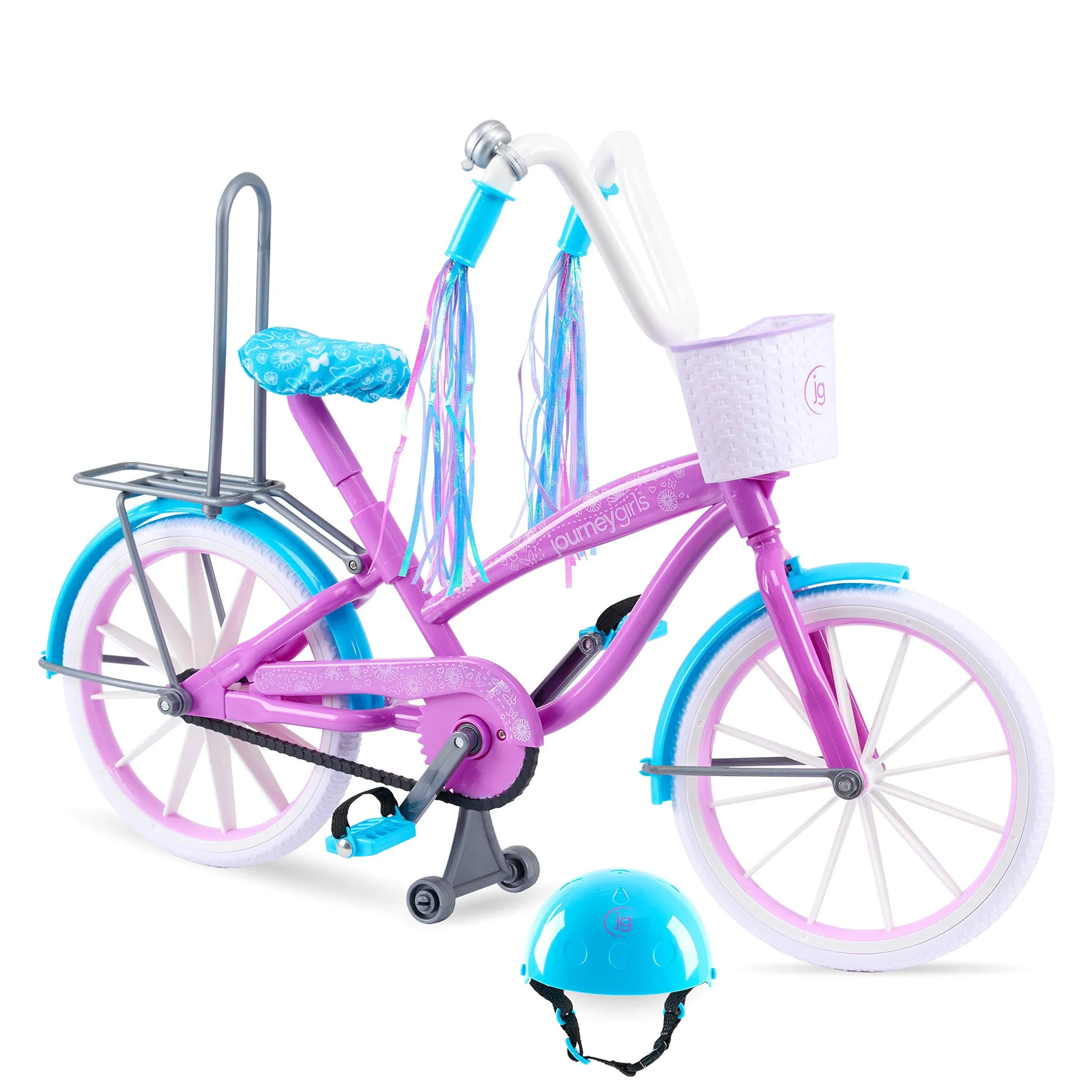 JOURNEY GIRL 18&#034; AMERICAN GIRL Bike with Helmet, Streamers, Basket, Wheels Roll