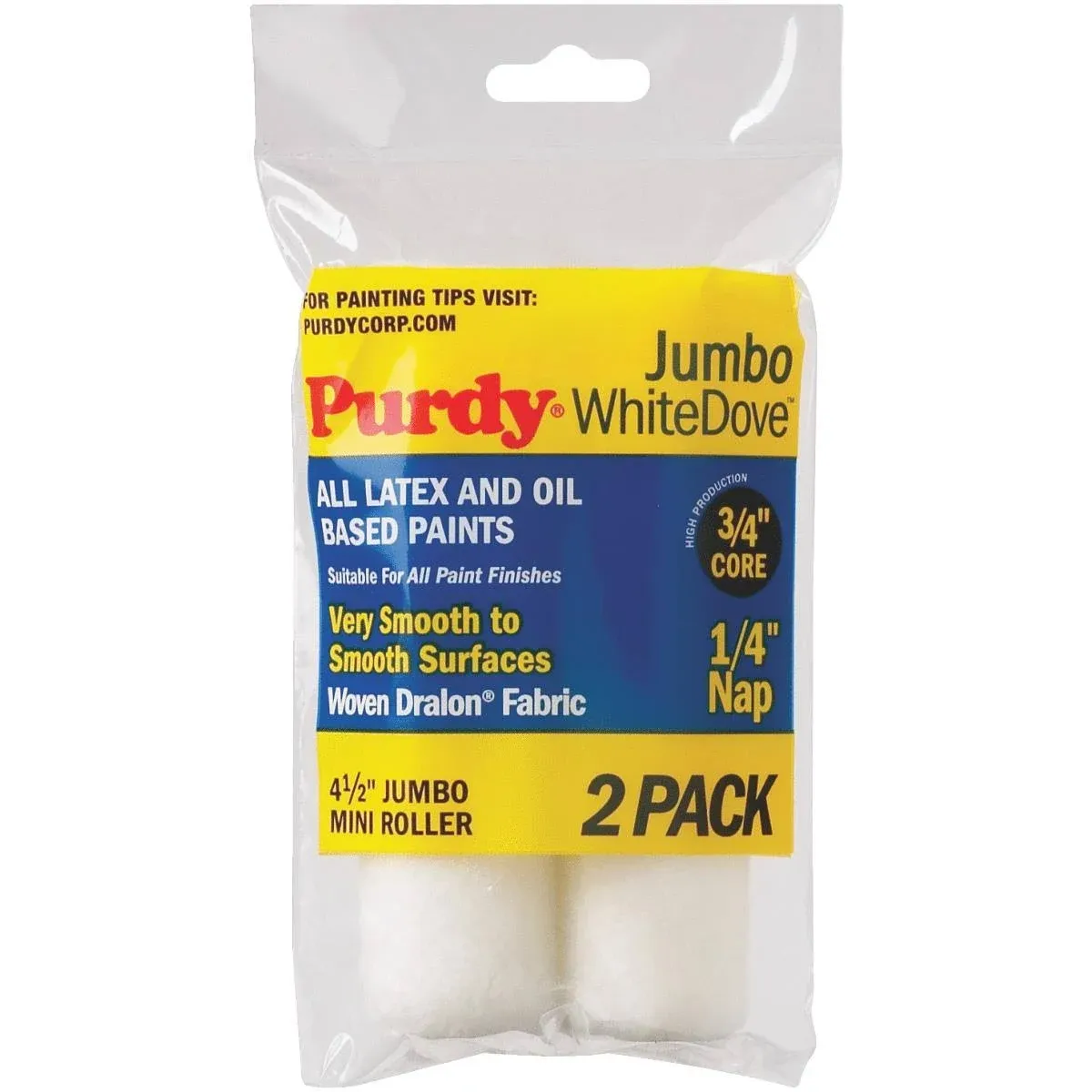 Purdy 2-Pack 4.5-in x 1/4-in Nap White Dove Mini Woven Polyester Paint Roller Cover Lowes.com