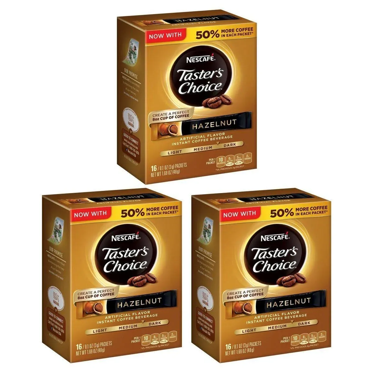 Nescafe Taster's Choice Instant Coffee Beverage, Hazelnut, 16 count (Pack of 8)